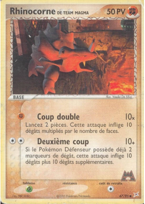 Carte Pokémon Rhinocorne de Team Magma 67/95 Commune Team Magma VS Team Aqua