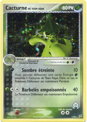 Carte Pokémon Cacturne de Team Aqua 1/95 Holographique Team Magma VS Team Aqua
