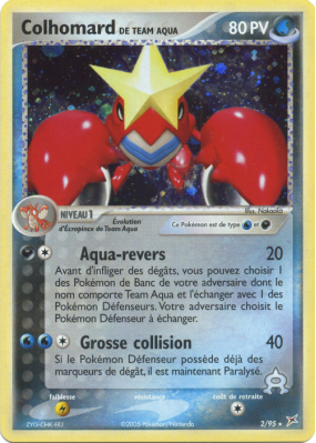 Carte Pokémon Colhomard de Team Aqua 2/95 Holographique Team Magma VS Team Aqua
