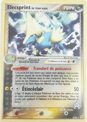 Carte Pokémon Elecsprint de Team Aqua 4/95 Holographique Team Magma VS Team Aqua