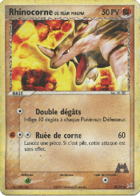 Carte Pokémon Rhinocorne de Team Magma 38/95 Peu commune Team Magma VS Team Aqua