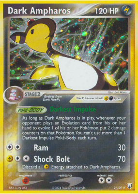 Carte Pokémon Dark Ampharos 2/109 Holographique Team Rocket Returns