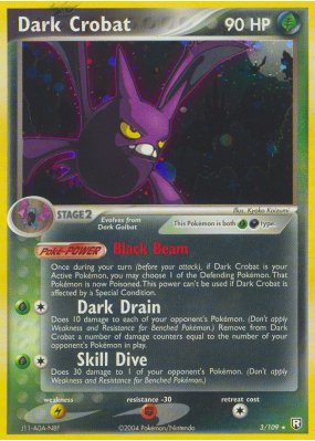 Carte Pokémon Dark Crobat 3/109 Holographique Team Rocket Returns