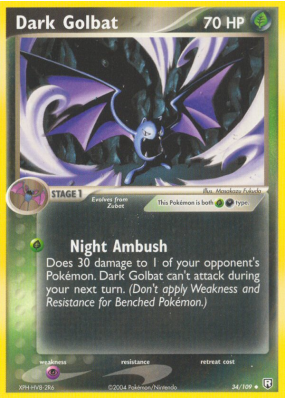 Carte Pokémon Dark Golbat 34/109 Peu commune Team Rocket Returns