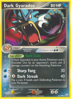 Carte Pokémon Dark Gyarados 36/109 Peu commune Team Rocket Returns