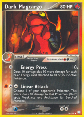 Carte Pokémon Dark Magcargo 38/109 Peu commune Team Rocket Returns