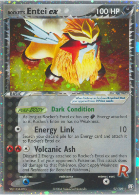 Carte Pokémon Rocket's Entei ex 97/109 Ultra Rare Team Rocket Returns