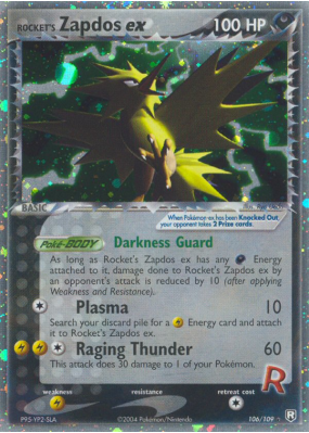 Carte Pokémon Rocket's Zapdos ex 106/109 Ultra Rare Team Rocket Returns