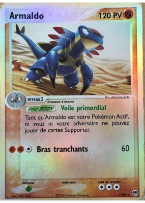 Carte Pokémon Armaldo 1/100 Holographique Tempête de sable