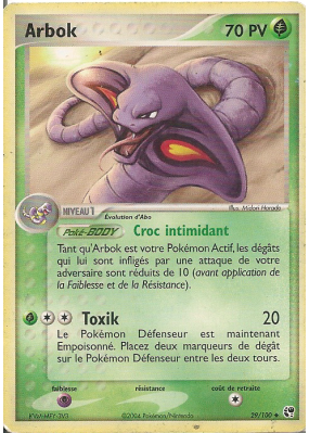 Carte Pokémon Arbok 29/100 Peu commune Tempête de sable