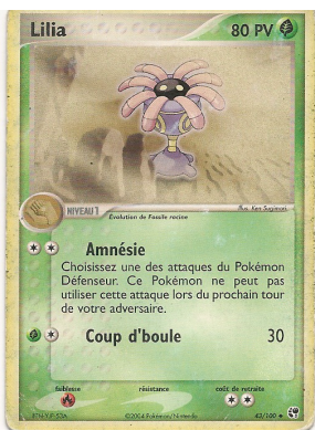 Carte Pokémon Lilia 43/100 Peu commune Tempête de sable