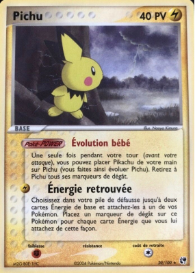 Carte Pokémon Pichu 20/100 Rare Tempête de sable