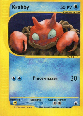 Carte Pokémon Krabby 115/165 Commune Expedition