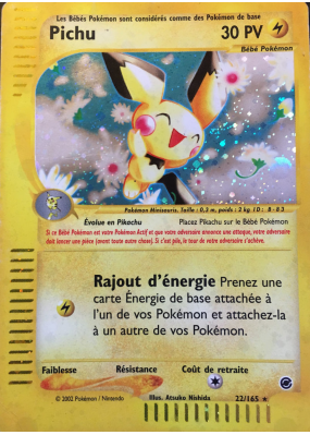 Carte Pokémon Pichu 22/165 Holographique Expedition
