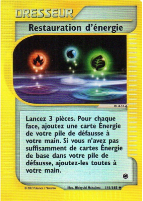 Carte Pokémon Restauration d'énergie 141/165 Peu commune Expedition