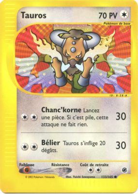 Carte Pokémon Tauros 133/165 Commune Expedition