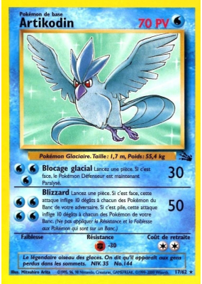 Carte Pokémon Artikodin 17/62 Rare Fossile (JCC)