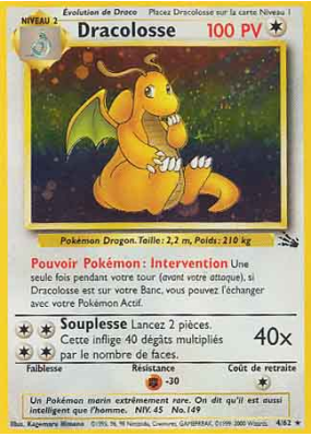 Carte Pokémon Dracolosse 4/62 Holographique Fossile (JCC)