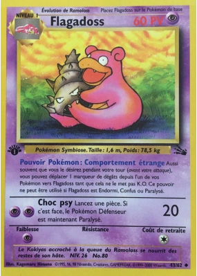 Carte Pokémon Flagadoss 43/62 Peu commune Fossile (JCC)