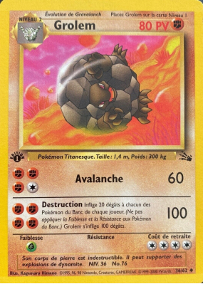 Carte Pokémon Grolem 36/62 Peu commune Fossile (JCC)