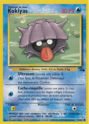 Carte Pokémon Kokiyas 54/62 Commune Fossile (JCC)