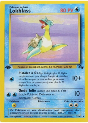 Carte Pokémon Lokhlass 25/62 Rare Fossile (JCC)
