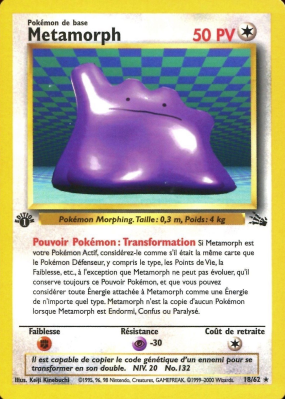 Carte Pokémon Metamorph 18/62 Rare Fossile (JCC)