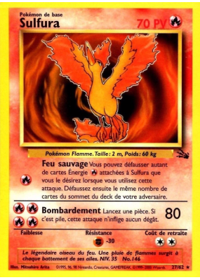 Carte Pokémon Sulfura 27/62 Rare Fossile (JCC)