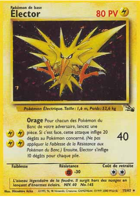Carte Pokémon Élector 15/62 Holographique Fossile (JCC)