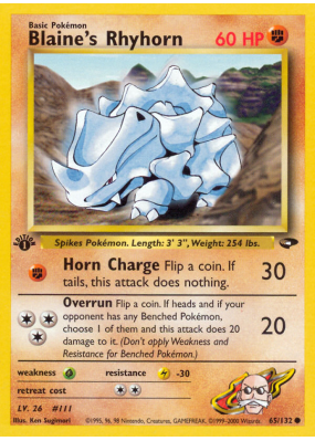 Carte Pokémon Blaine's Rhyhorn 65/132 Commune Gym Challenge