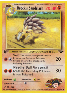 Carte Pokémon Brock's Sandslash 36/132 Peu commune Gym Challenge