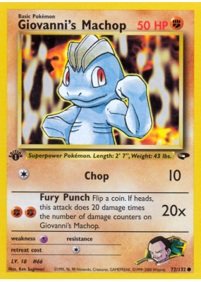Carte Pokémon Giovanni's Machop 72/132 Commune Gym Challenge