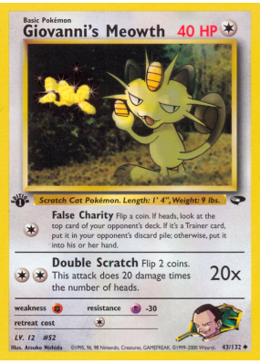 Carte Pokémon Giovanni's Meowth 43/132 Peu commune Gym Challenge