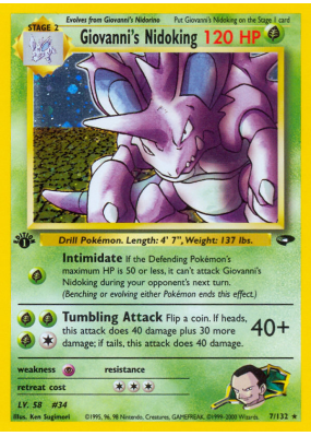 Carte Pokémon Giovanni's Nidoking 7/132 Holographique Gym Challenge