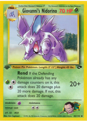 Carte Pokémon Giovanni's Nidorino 45/132 Peu commune Gym Challenge