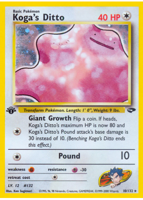 Carte Pokémon Koga's Ditto 10/132 Holographique Gym Challenge