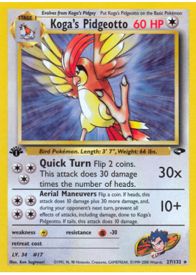 Carte Pokémon Koga's Pidgeotto 27/132 Rare Gym Challenge