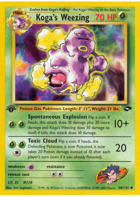 Carte Pokémon Koga's Weezing 50/132 Peu commune Gym Challenge