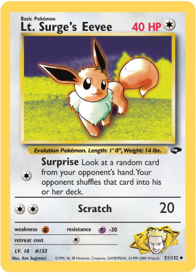 Carte Pokémon Lt. Surge's Eevee 51/132 Peu commune Gym Challenge