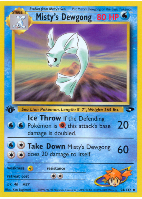 Carte Pokémon Misty's Dewgong 54/132 Peu commune Gym Challenge