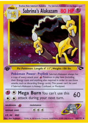 Carte Pokémon Sabrina's Alakazam 16/132 Holographique Gym Challenge