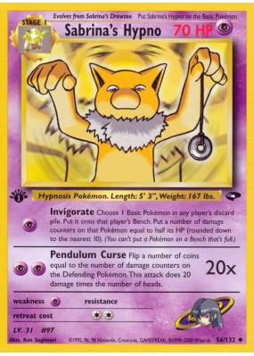 Carte Pokémon Sabrina's Hypno 56/132 Peu commune Gym Challenge
