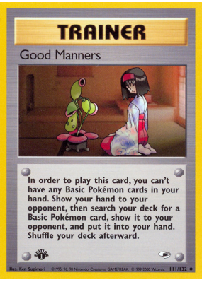 Carte Pokémon Good Manners 111/132 Peu commune Gym Heroes