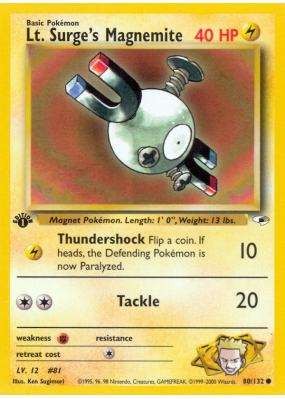 Carte Pokémon Lt. Surge's Magnemite 80/132 Commune Gym Heroes