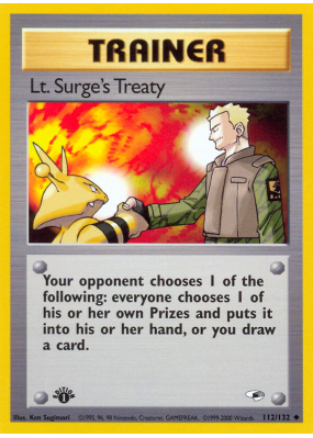 Carte Pokémon Lt. Surge's Treaty 112/132 Peu commune Gym Heroes