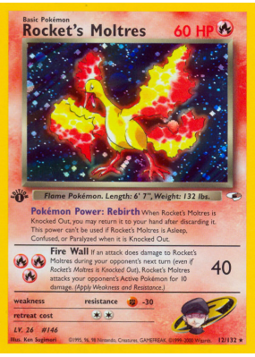 Carte Pokémon Rocket's Moltres 12/132 Holographique Gym Heroes