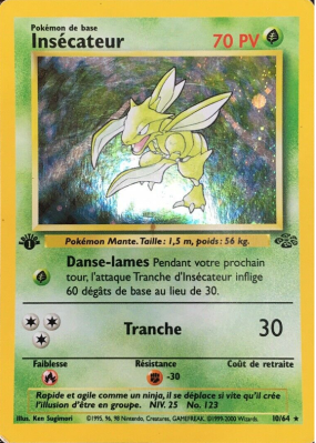 Carte Pokémon Insécateur 10/64 Holographique Jungle (JCC)