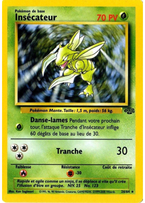 Carte Pokémon Insécateur 26/64 Rare Jungle (JCC)
