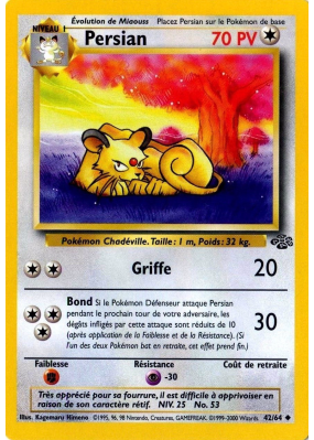 Carte Pokémon Persian 42/64 Peu commune Jungle (JCC)
