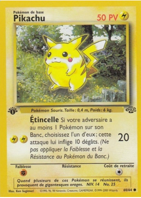 Carte Pokémon Pikachu 60/64 Commune Jungle (JCC)